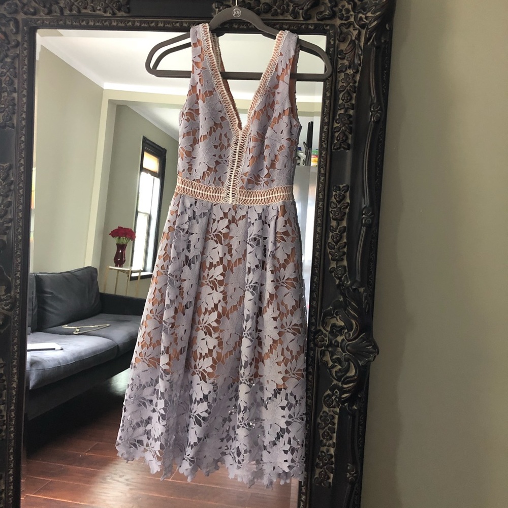 Lace dress blue/nude